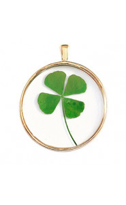 Pendant with dried flowers 35mm - Gold-green